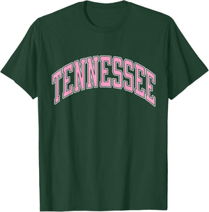Tennessee Varsity Style Pink Text T-Shirt - T-Shirt | Forest