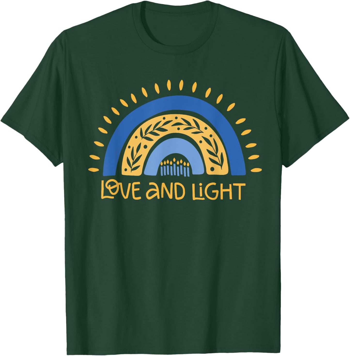 Vintage Love and Light Rainbow Hanukkah T-Shirt - T-Shirt | Forest