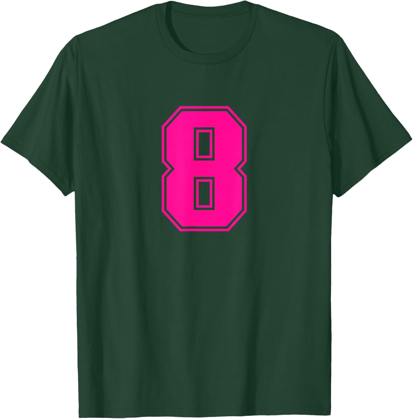 Number 8 Pink Sports Team T-Shirt - T-Shirt | Forest
