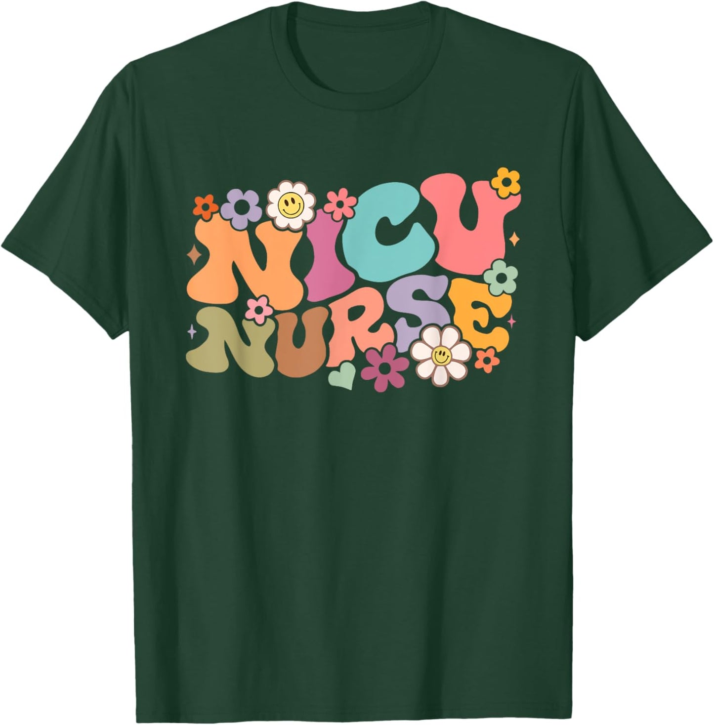 Groovy NICU Nurse ICU Neonatal Team Tiny Humans For T-Shirt - T-Shirt | Forest