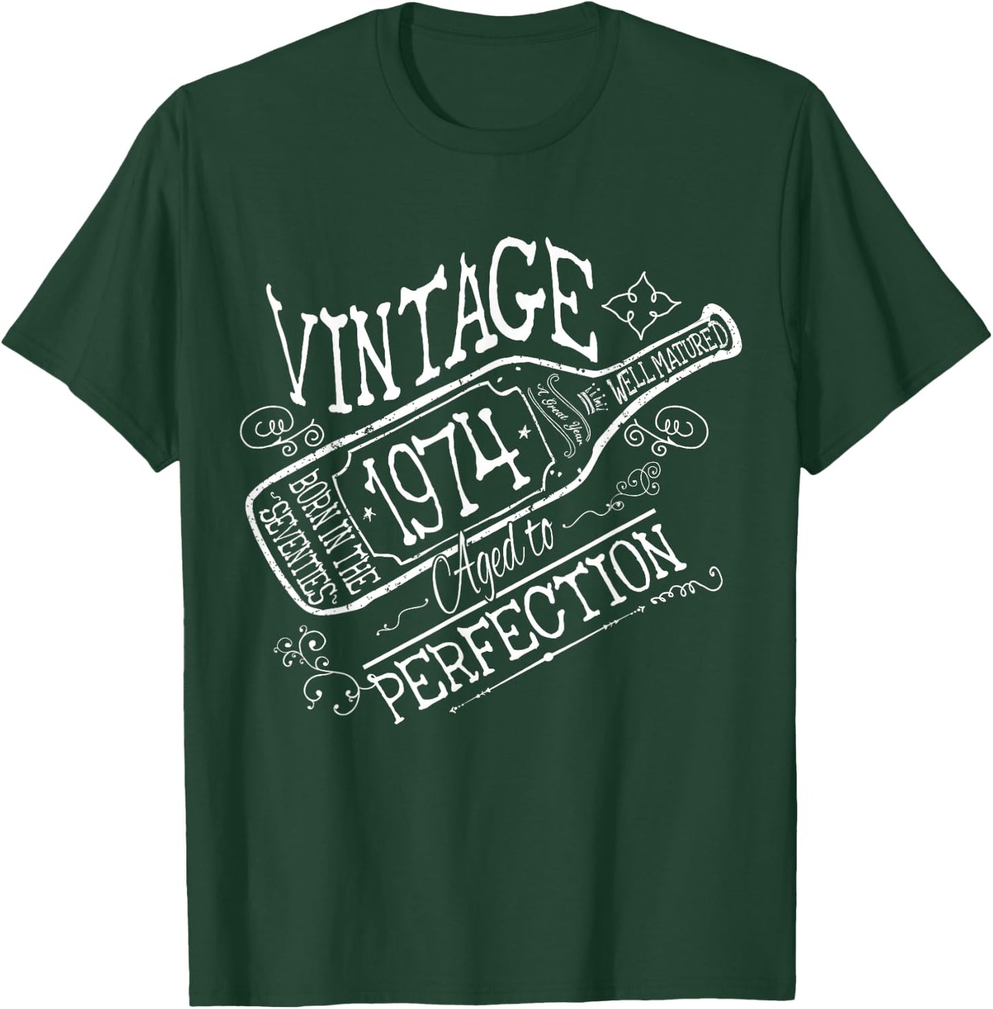 1974 Birthday Wine Lovers Vintage Born in the Seventies T-Shirt - T-Shirt | Forest