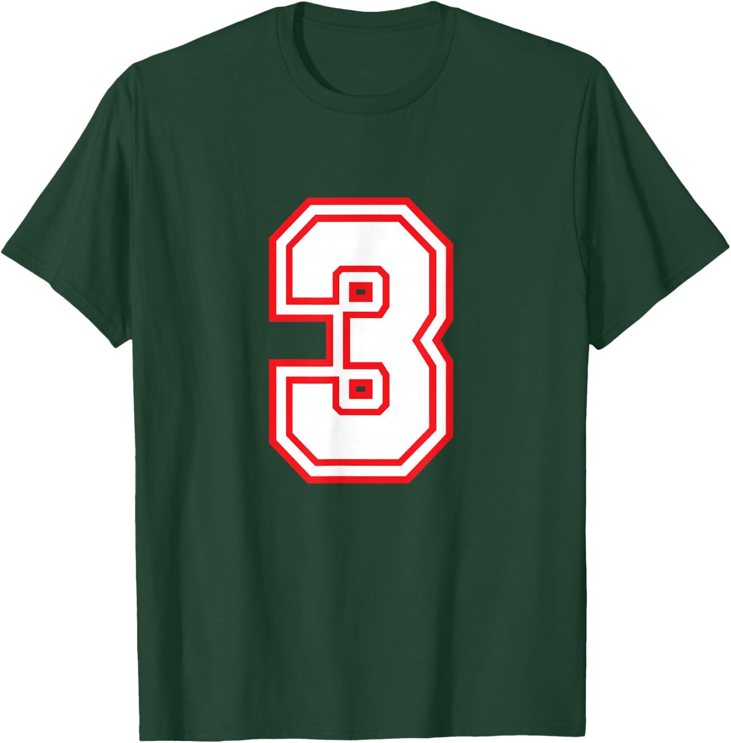 Number #3 Red Varsity Favorite Number T-Shirt - T-Shirt | Forest