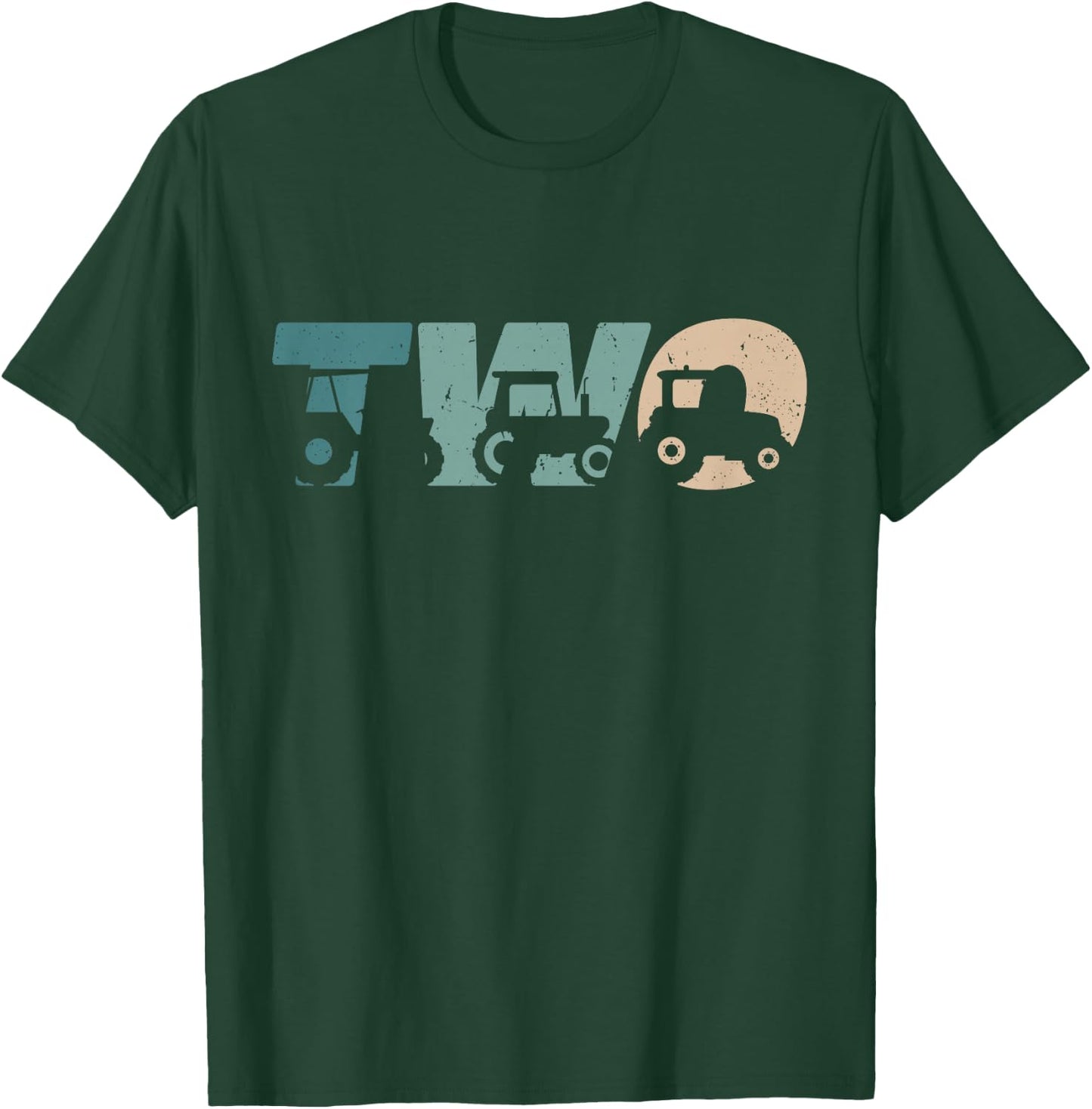 2 Year Old Shirt 2nd Birthday Tractor Farmer Boys Girls Kid T-Shirt - T-Shirt | Forest