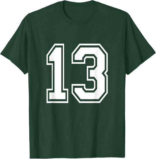 Number 13 Varsity Sports Team Jersey 13th Birthday 13 Years T-Shirt - T-Shirt | Forest