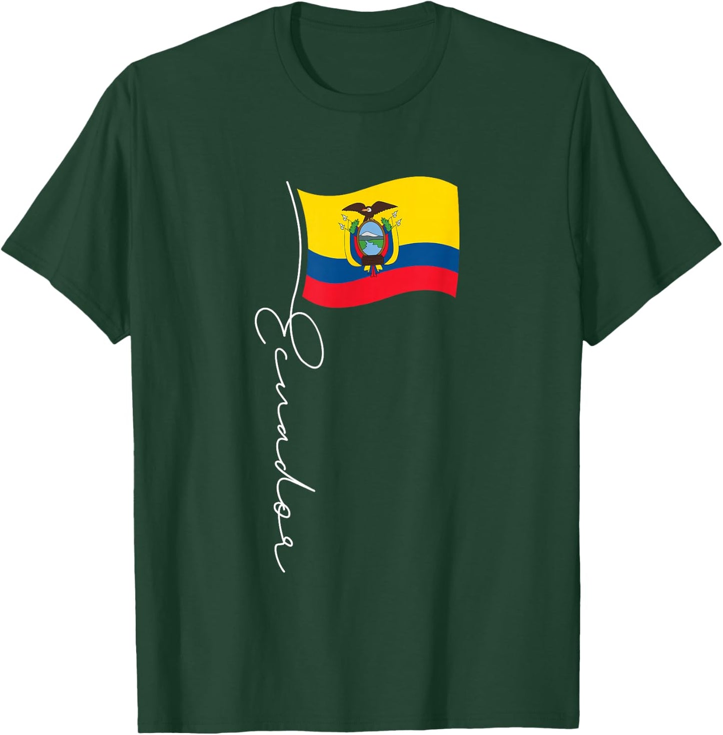 Ecuador Signature Flag Pole - Patriotic Ecuadorian Flag T-Shirt - T-Shirt | Forest