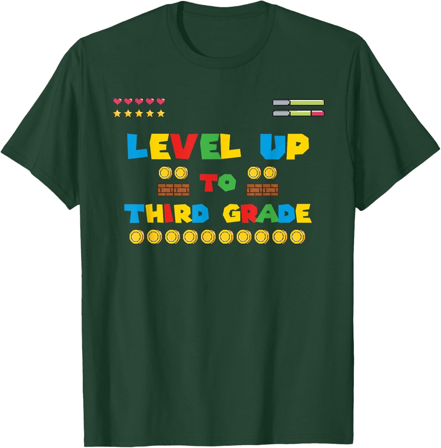 Level Up To Third Grade 3rd Kiddo Game Gaming Back to School T-Shirt - T-Shirt | Forest