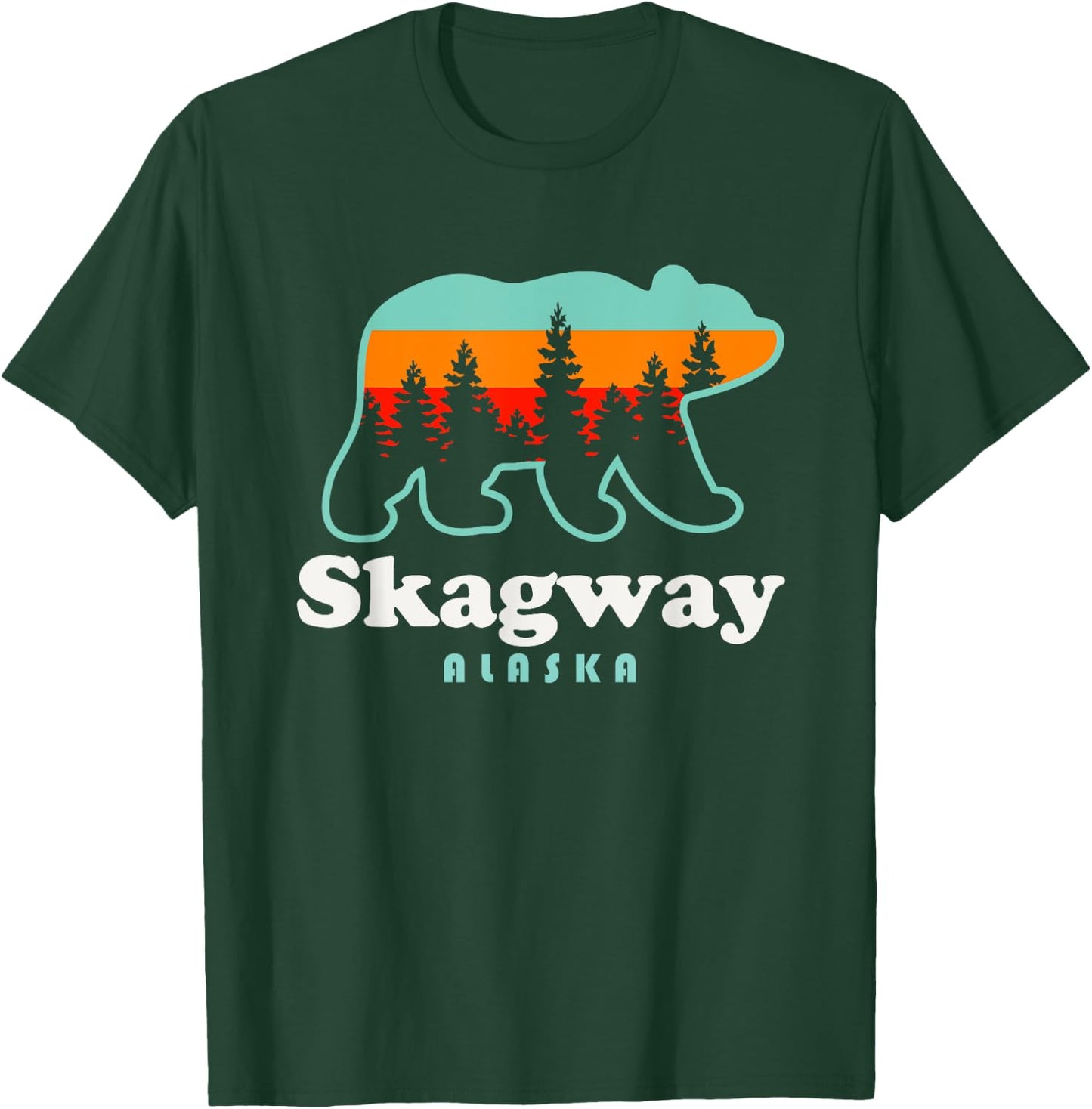 Skagway Alaska Travel Retro Bear Mountains T-Shirt - T-Shirt | Forest