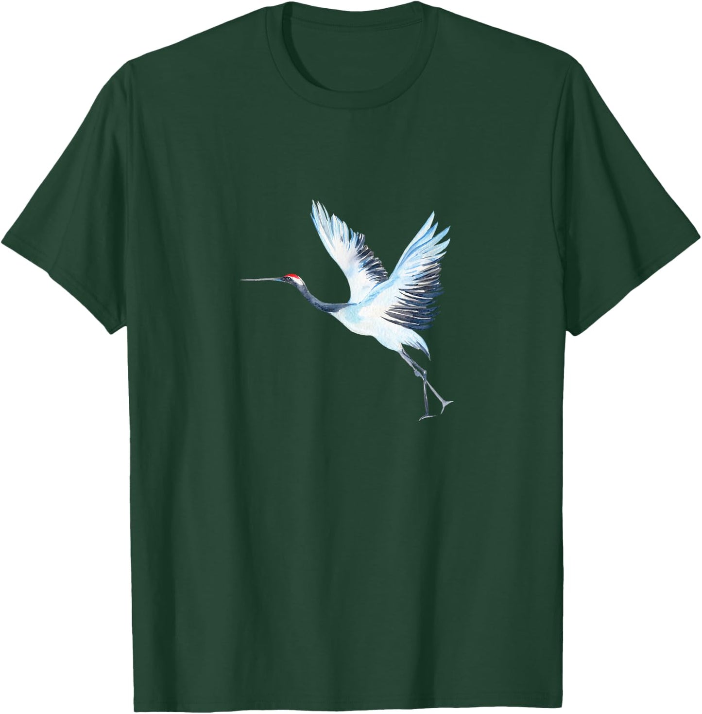 Sandhill Crane Heron Design Illustration Water Color T-Shirt - T-Shirt | Forest