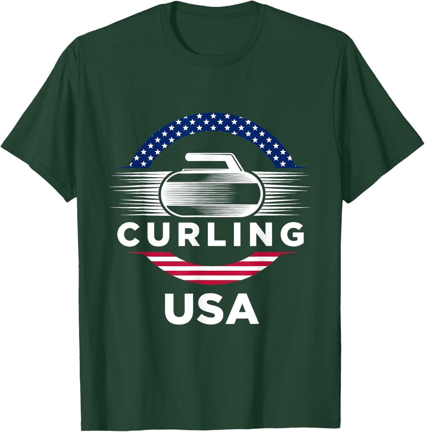 Curling USA Support the Team USA Flag Curl Clean T-Shirt - T-Shirt | Forest