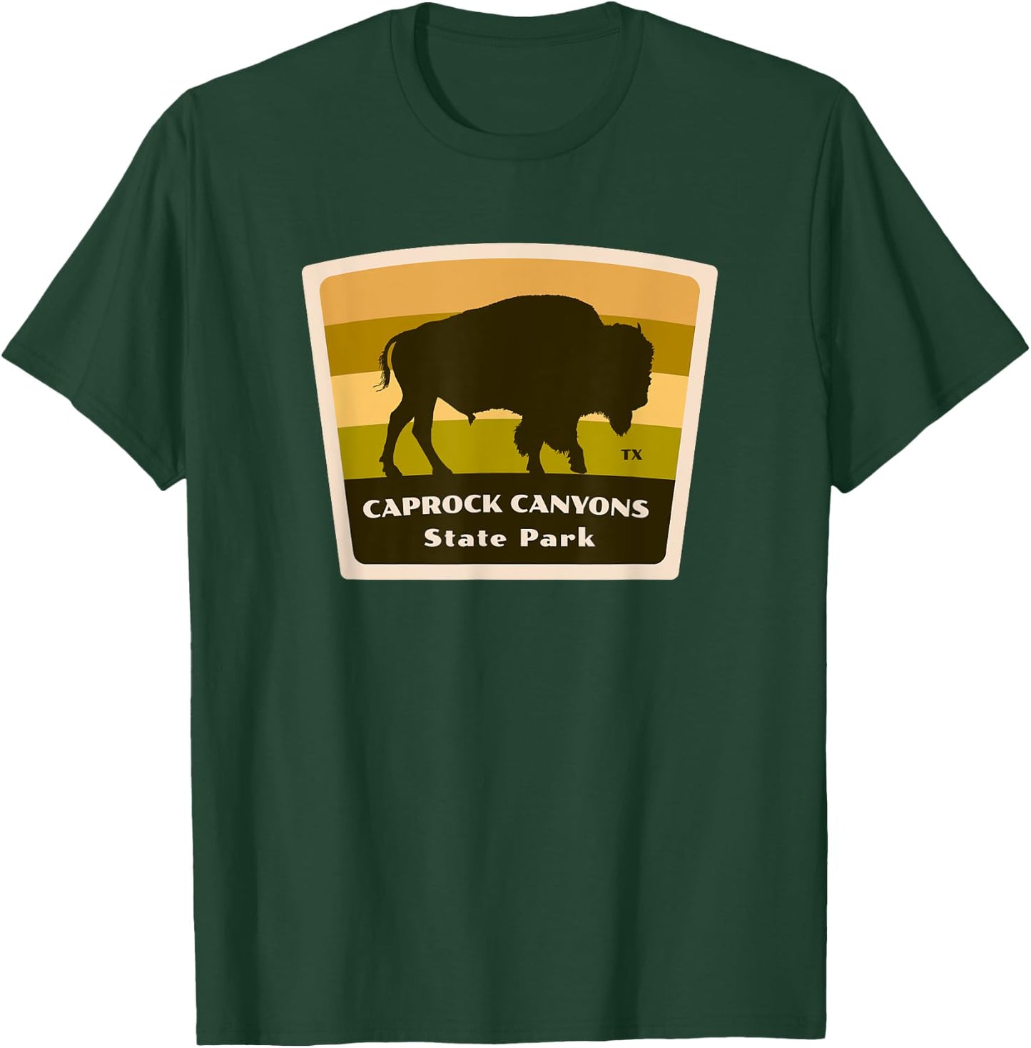 Caprock Canyons State Park and Trail Texas TX Bison Badge T-Shirt - T-Shirt | Forest