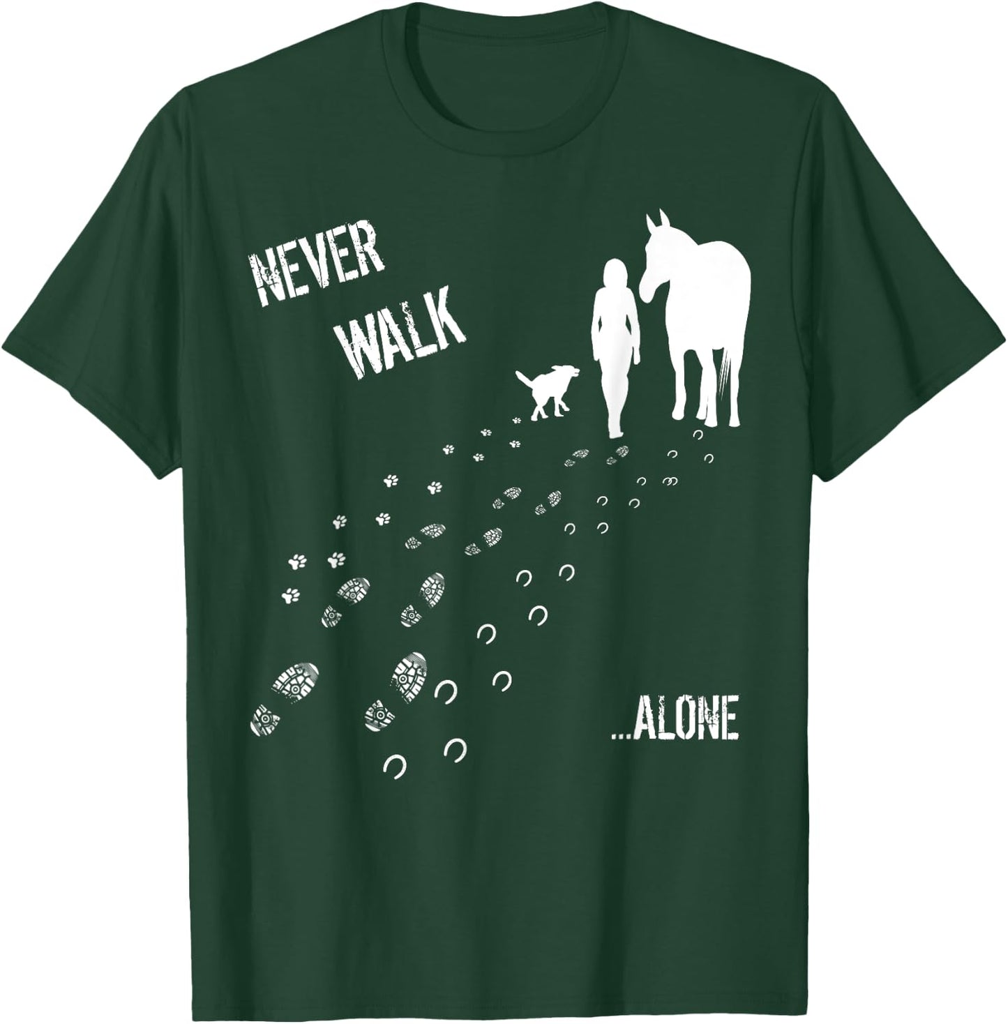 Never Walk Alone Horse, Dog and Rider T-Shirt - T-Shirt | Forest