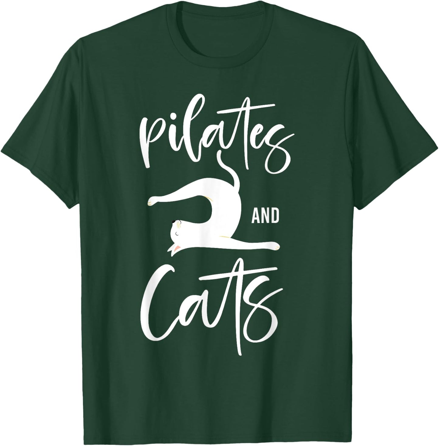 Pilates Instructor Teacher Cat Pilates And Cats Women Girls Kids T-Shirt - T-Shirt | Forest