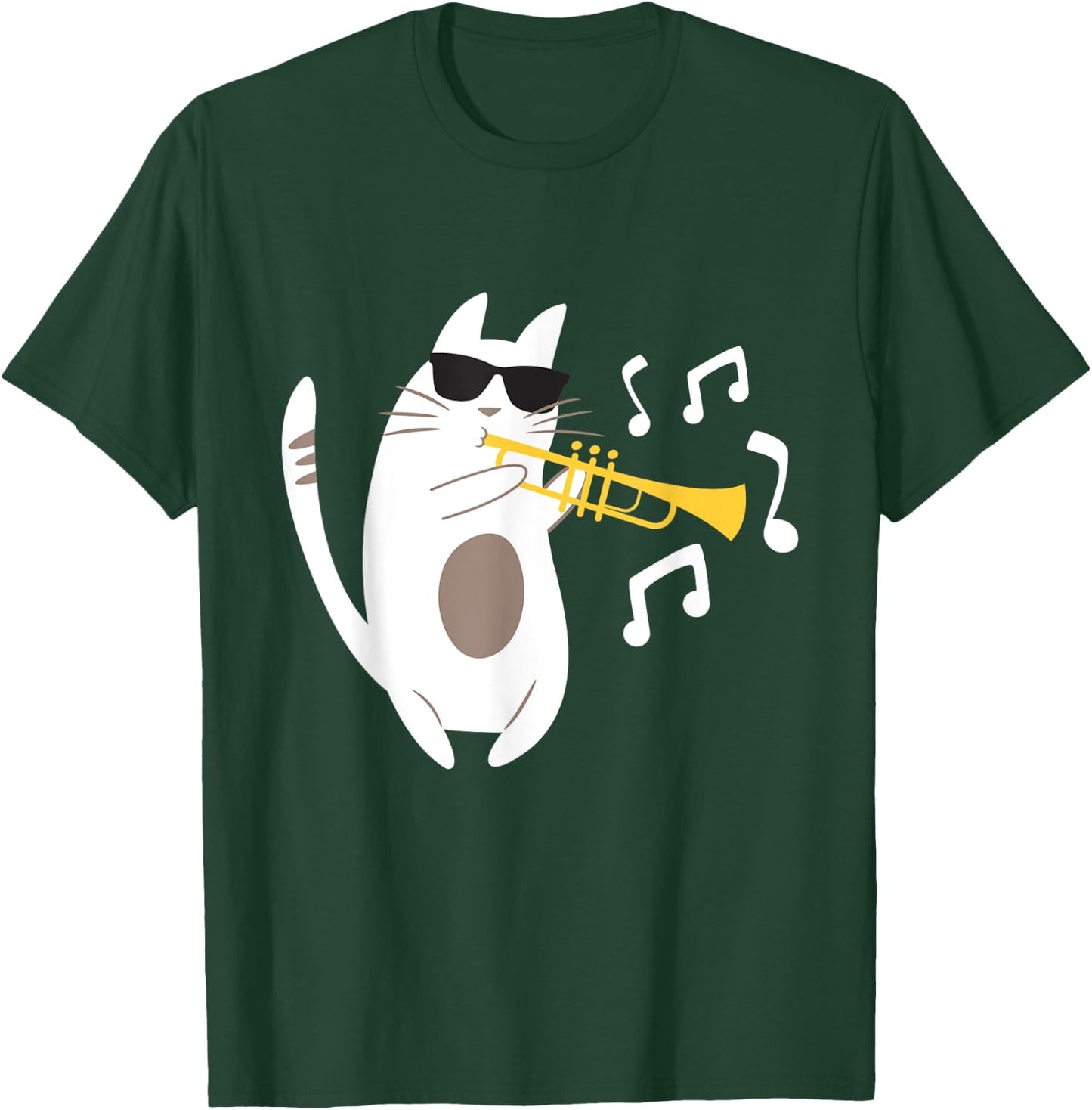 The Trumpeter Cat - Trumpet Player Marching Band Men Women Girls Kids T-Shirt - T-Shirt | Forest