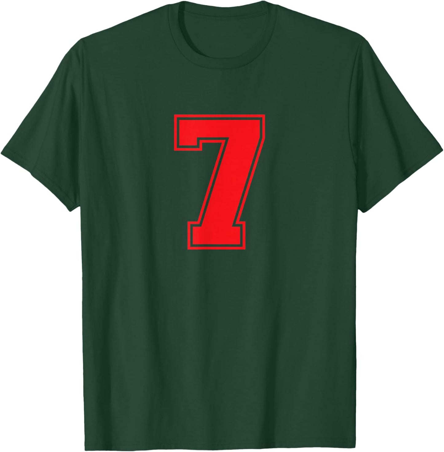 Number #7 Sport Red Varsity Number T-Shirt - T-Shirt | Forest