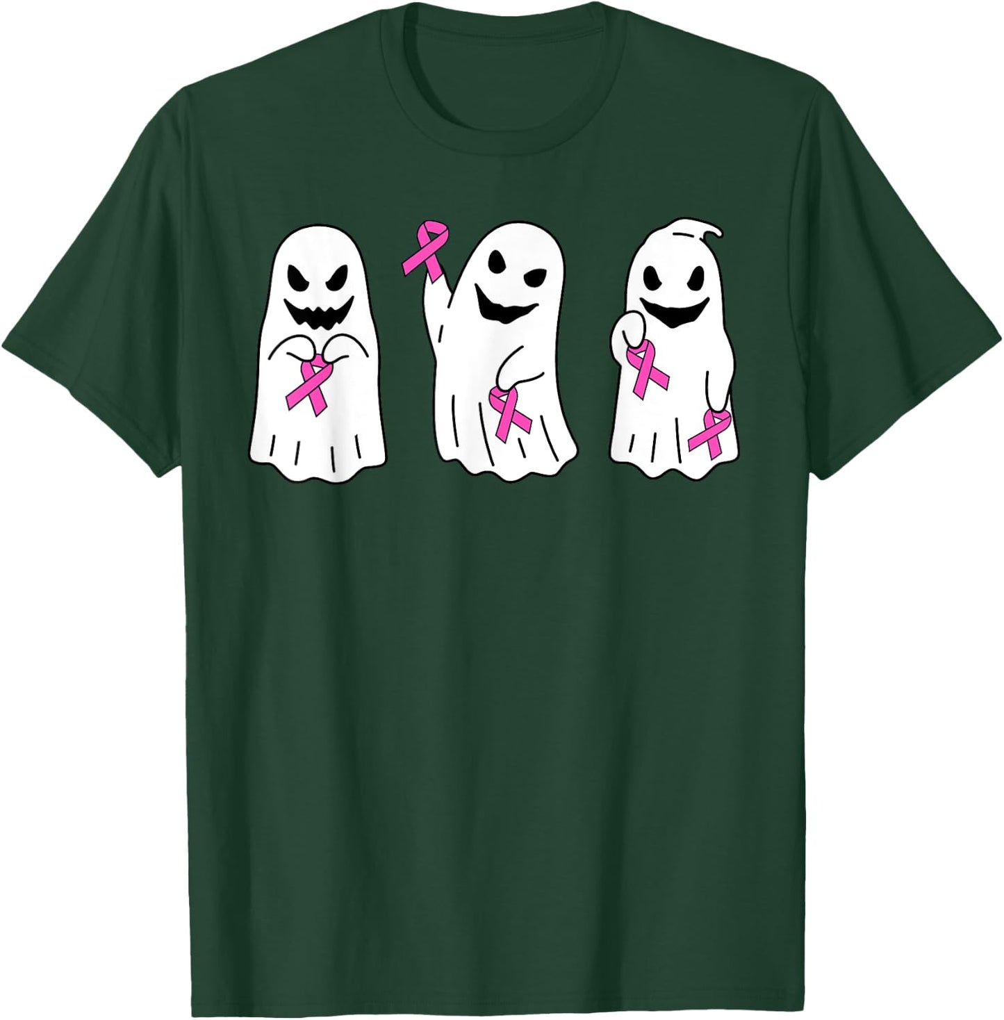 Pink Ribbon Breast Cancer Awareness Ghost Women Kids Toddler T-Shirt - T-Shirt | Forest