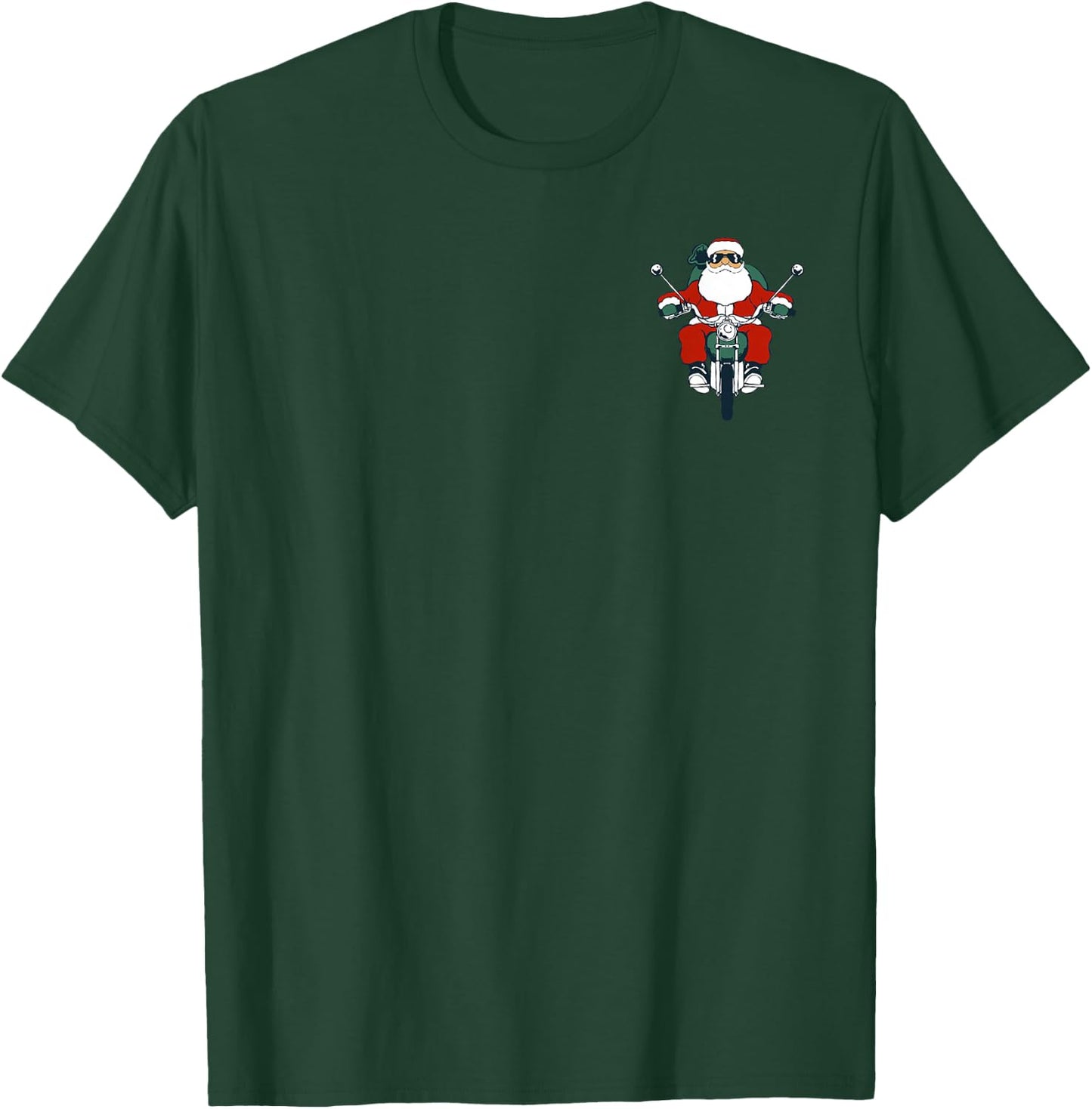 Santa On Motorcycle Funny Christmas Biker Kids Boys T-Shirt - T-Shirt | Forest