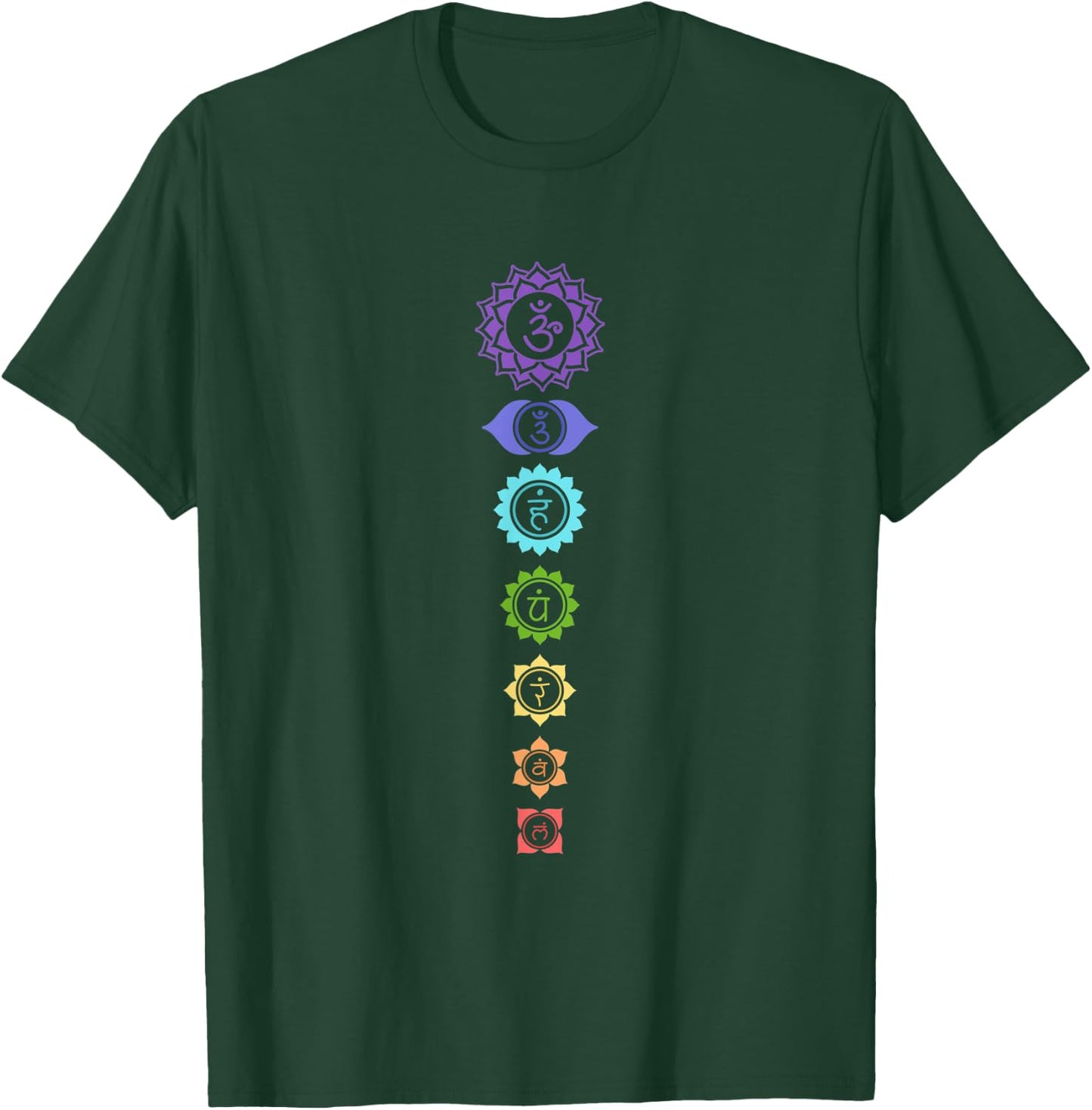 Seven Chakra Crystals Healing Colors Reiki Master T-Shirt - T-Shirt | Forest