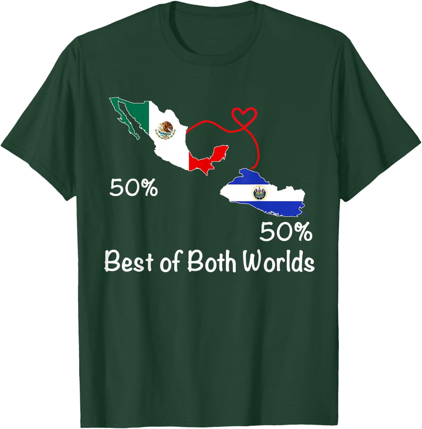 Half Salvadorian Half Mexican Flag Map Salvador Mexico T-Shirt - T-Shirt | Forest