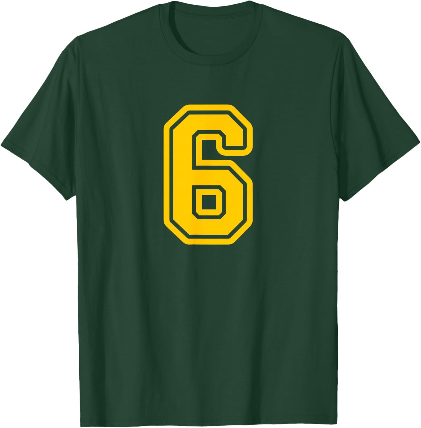Yellow Sports Team Number #6 T-Shirt - T-Shirt | Forest