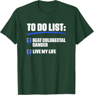 Blue Ribbon Colon Cancer Survivor Beat Colorectal Cancer T-Shirt - T-Shirt | Forest