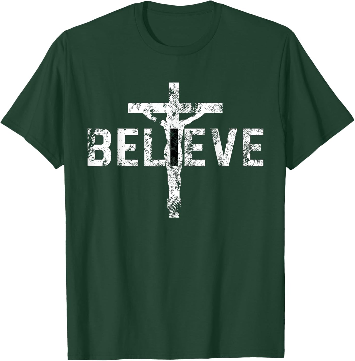 Believe Cross Christian Jesus Christ Religious Faith T-Shirt - T-Shirt | Forest