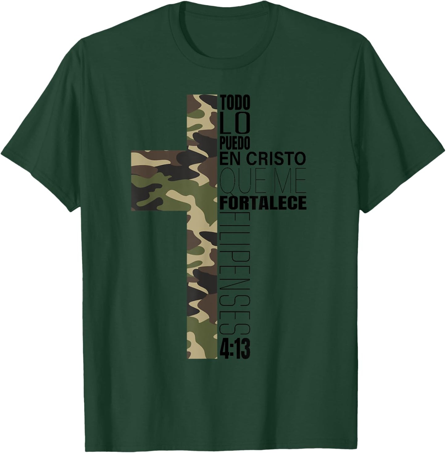Camo Spanish Bible Verse Christian Cristo Cristiano Verso T-Shirt - T-Shirt | Forest