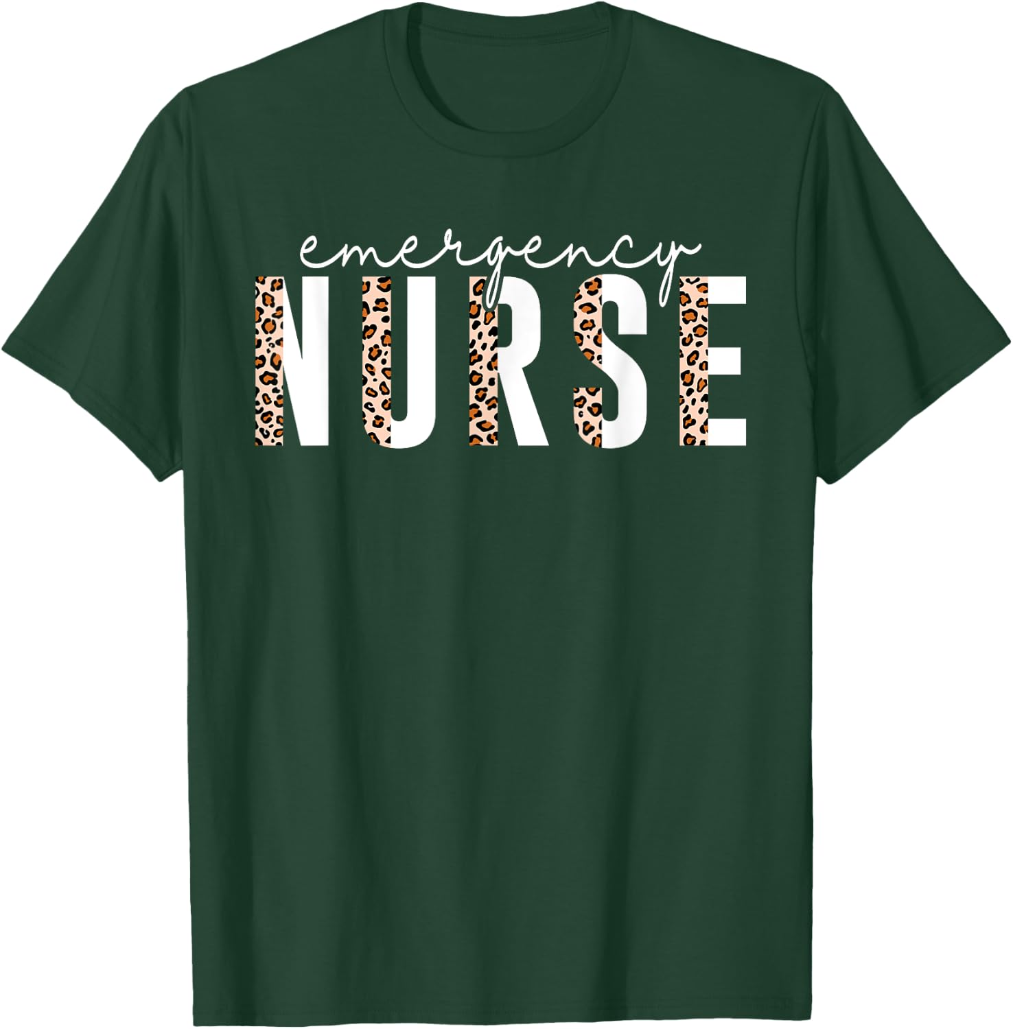 Emergency Nurse Leopard Print ER Nurse Nursing School Women T-Shirt - T-Shirt | Forest