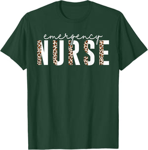 Emergency Nurse Leopard Print ER Nurse Nursing School Women T-Shirt - T-Shirt | Forest