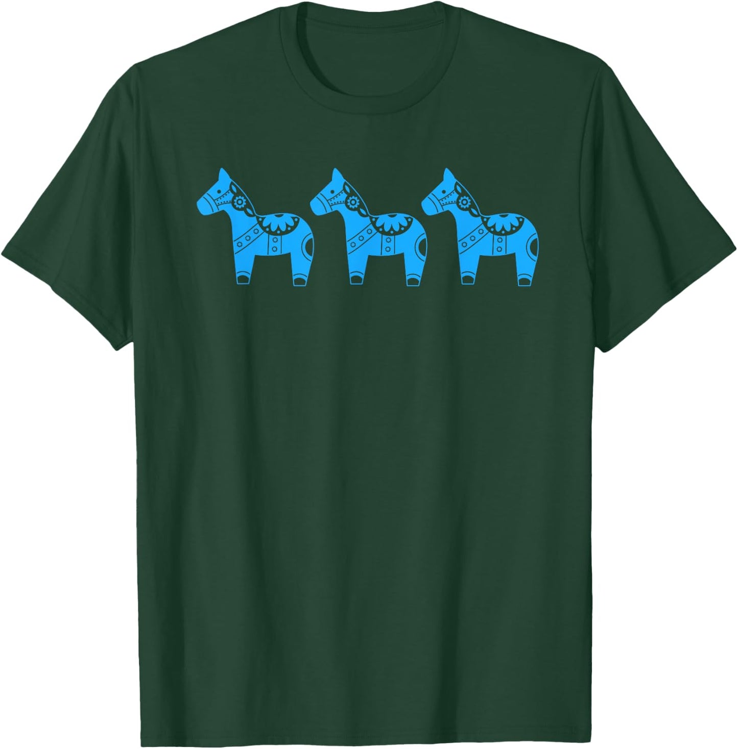 Novelty Swedish Dala Horse Scandinavian Ponies Blue Toy T-Shirt - T-Shirt | Forest