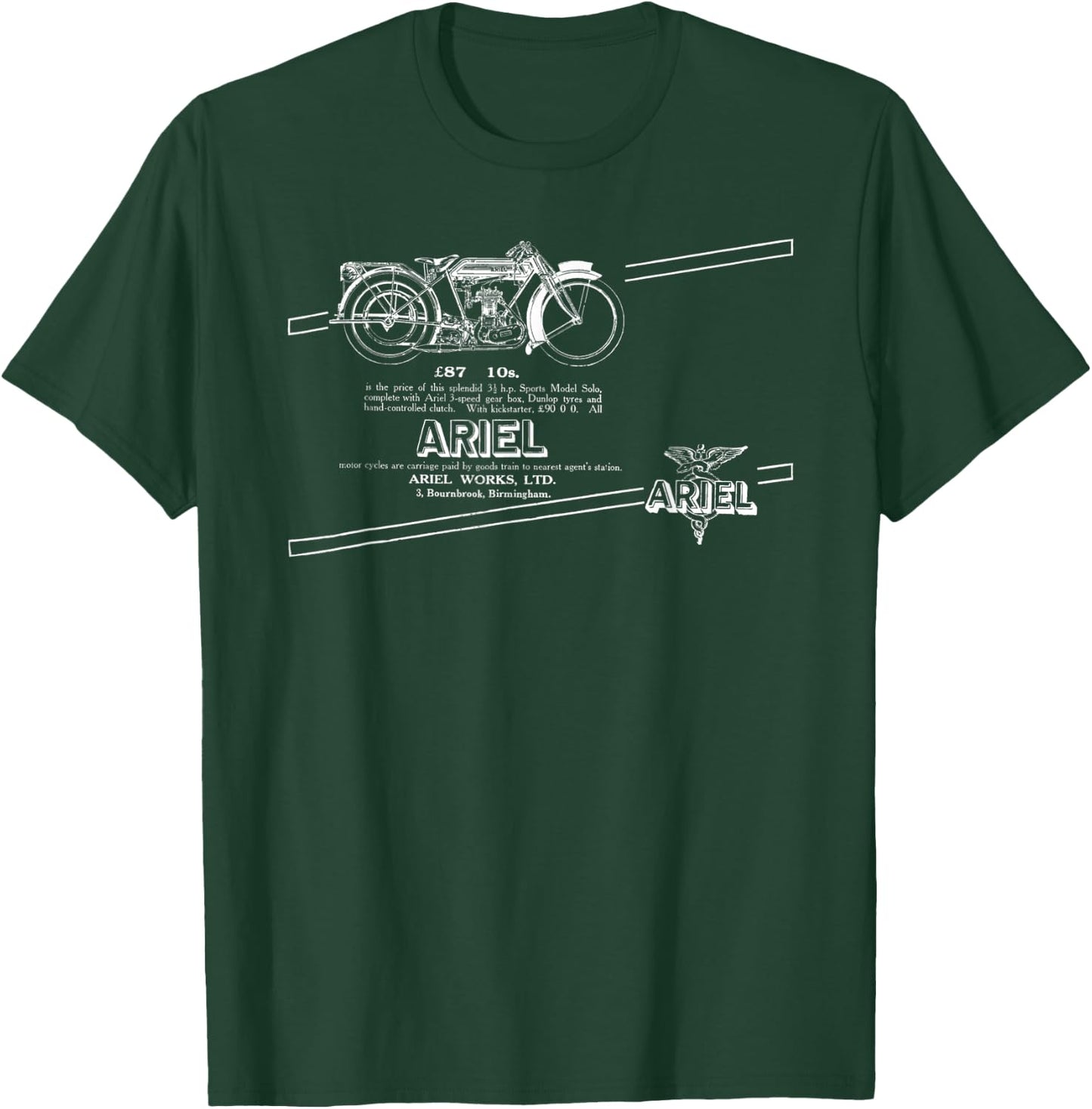 1922 Ariel Motorcycles Birmingham England T-Shirt - T-Shirt | Forest