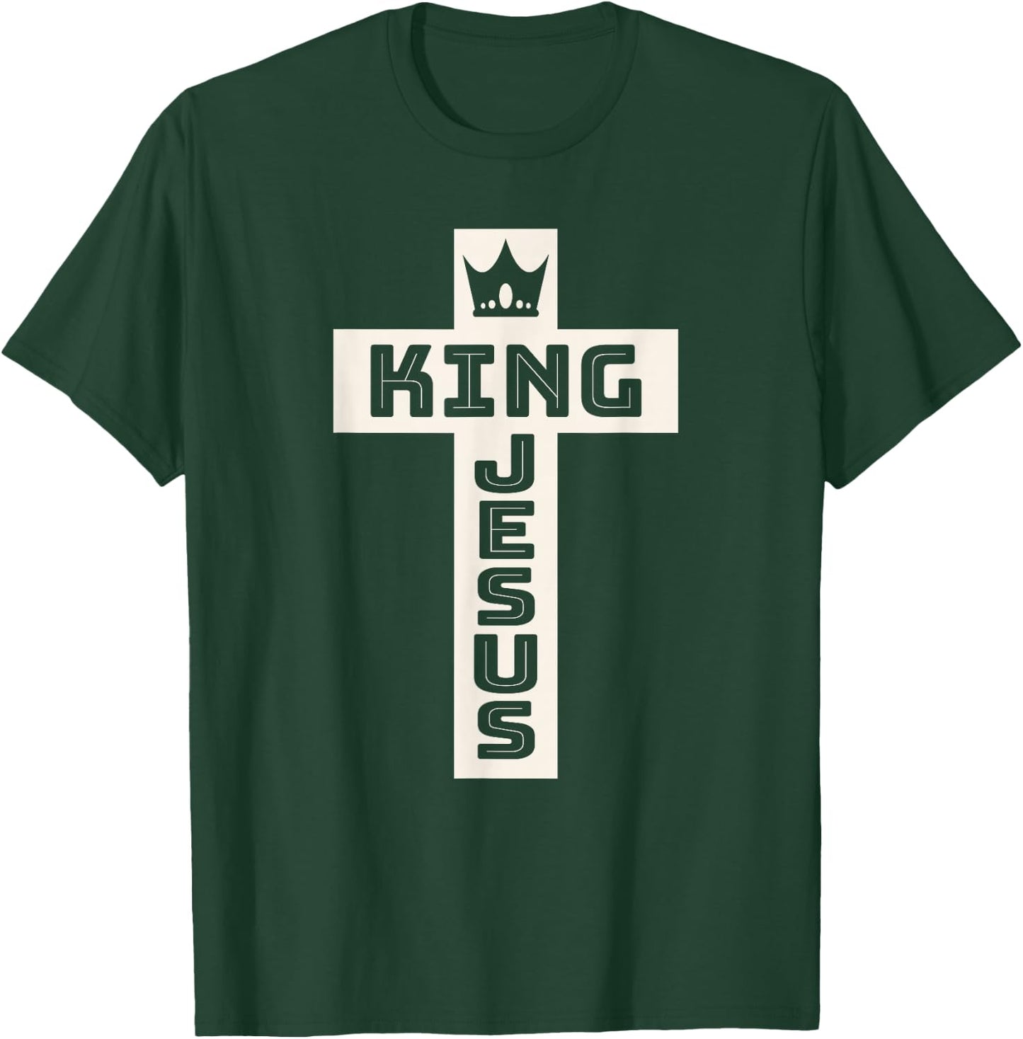 King Jesus Christian Cross T-Shirt - T-Shirt | Forest