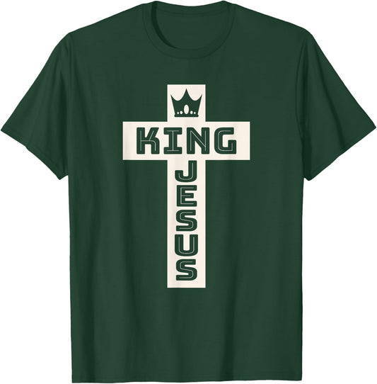 King Jesus Christian Cross T-Shirt - T-Shirt | Forest