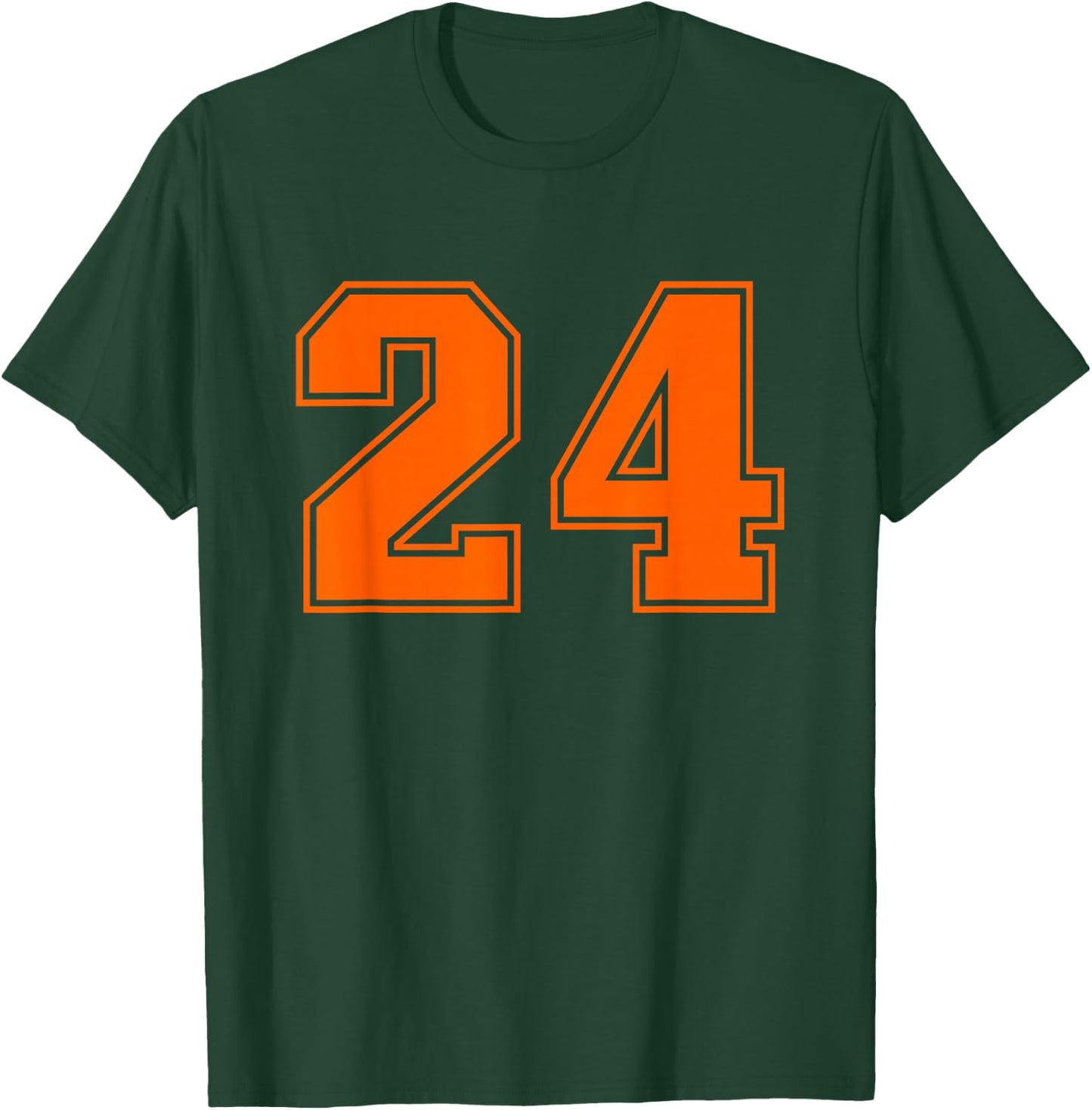 Number #24 Orange Varsity Number T-Shirt - T-Shirt | Forest