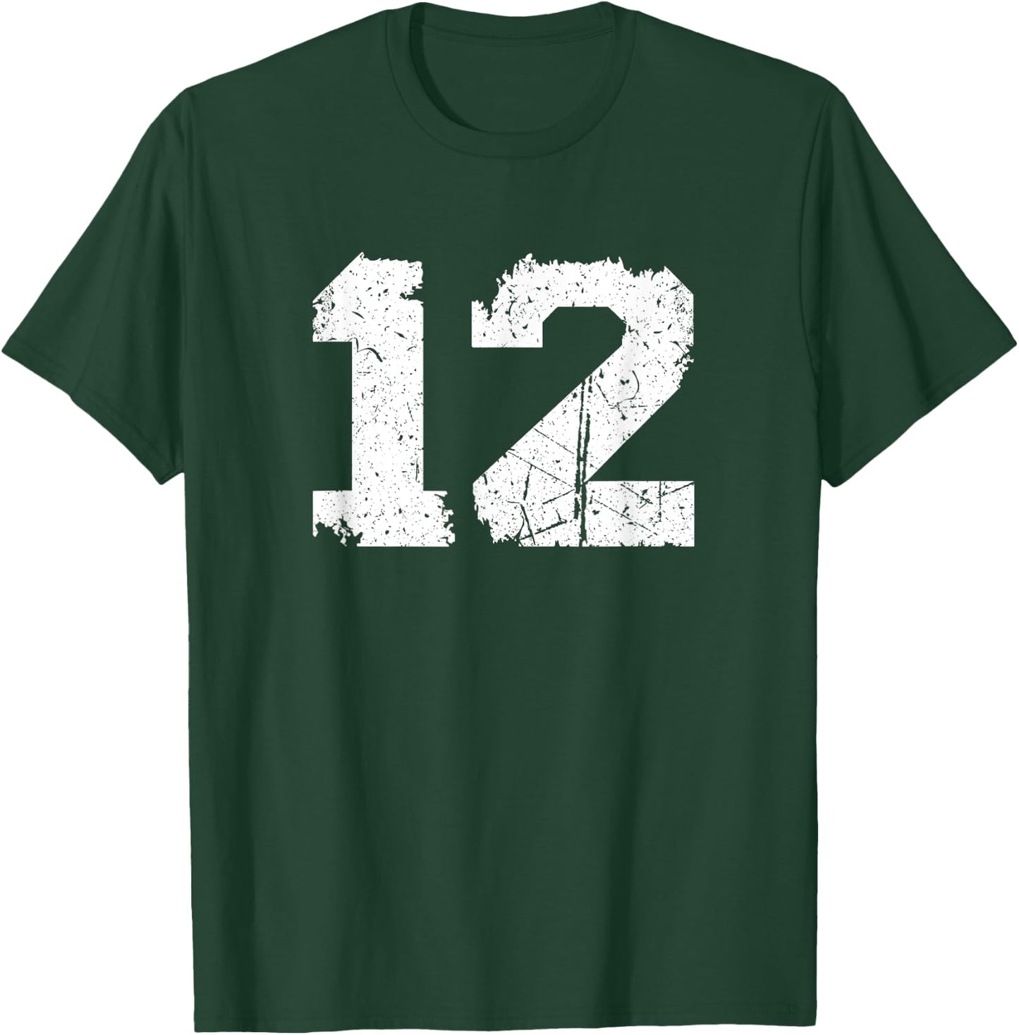 Number #12 Sports Jersey Vintage Torn White Lucky Number T-Shirt - T-Shirt | Forest