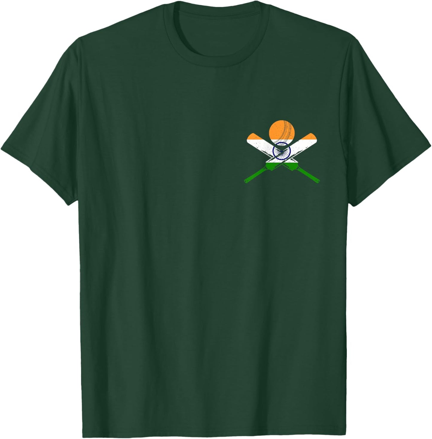 Indian Flag Cricket Bat Ball India T-Shirt - T-Shirt | Forest