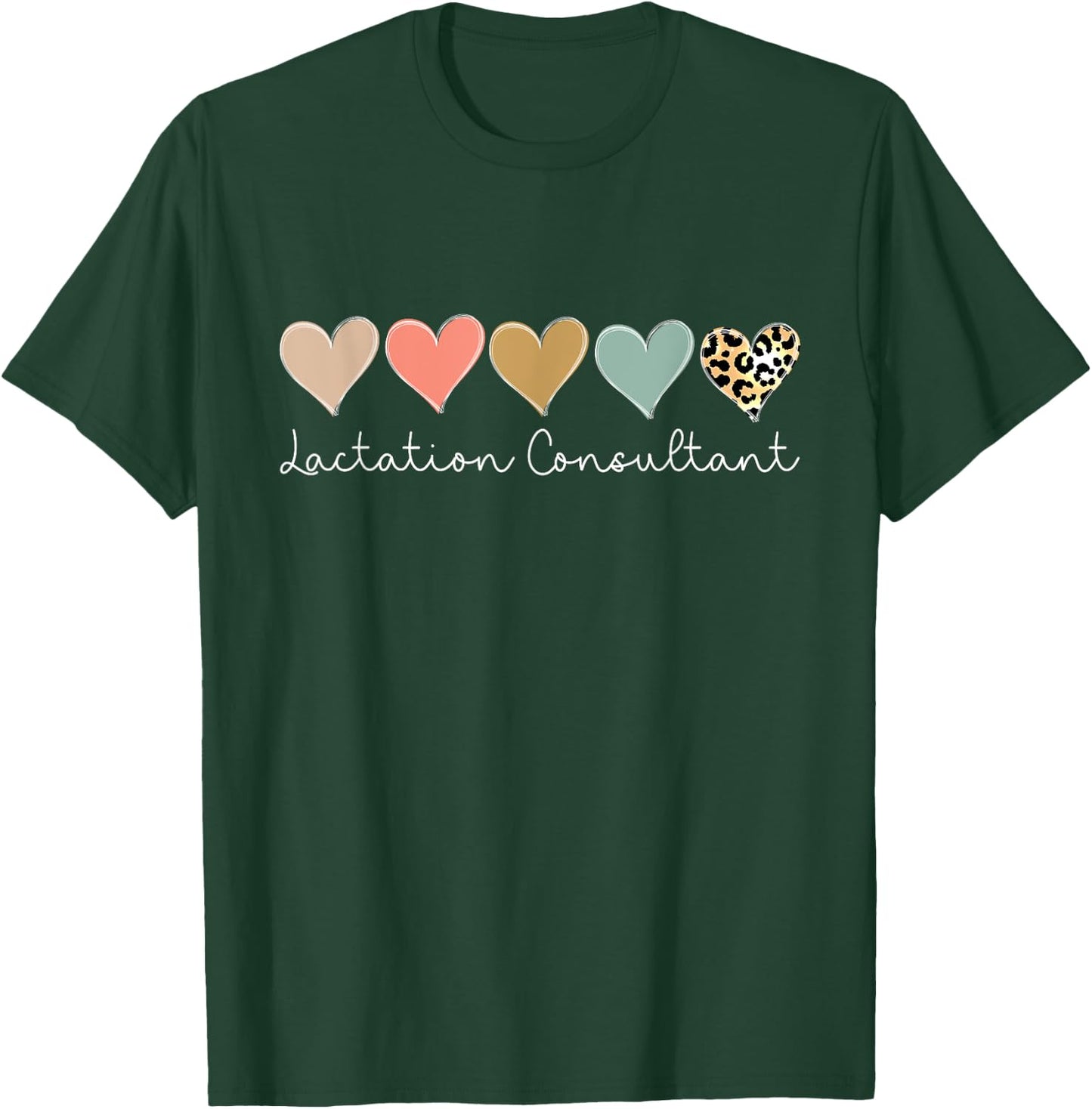 Lactation Consultant Leopard Heart, valentine's Day Nursing T-Shirt - T-Shirt | Forest