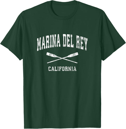 Marina Del Rey California Vintage Nautical Paddles Sports Oa T-Shirt - T-Shirt | Forest