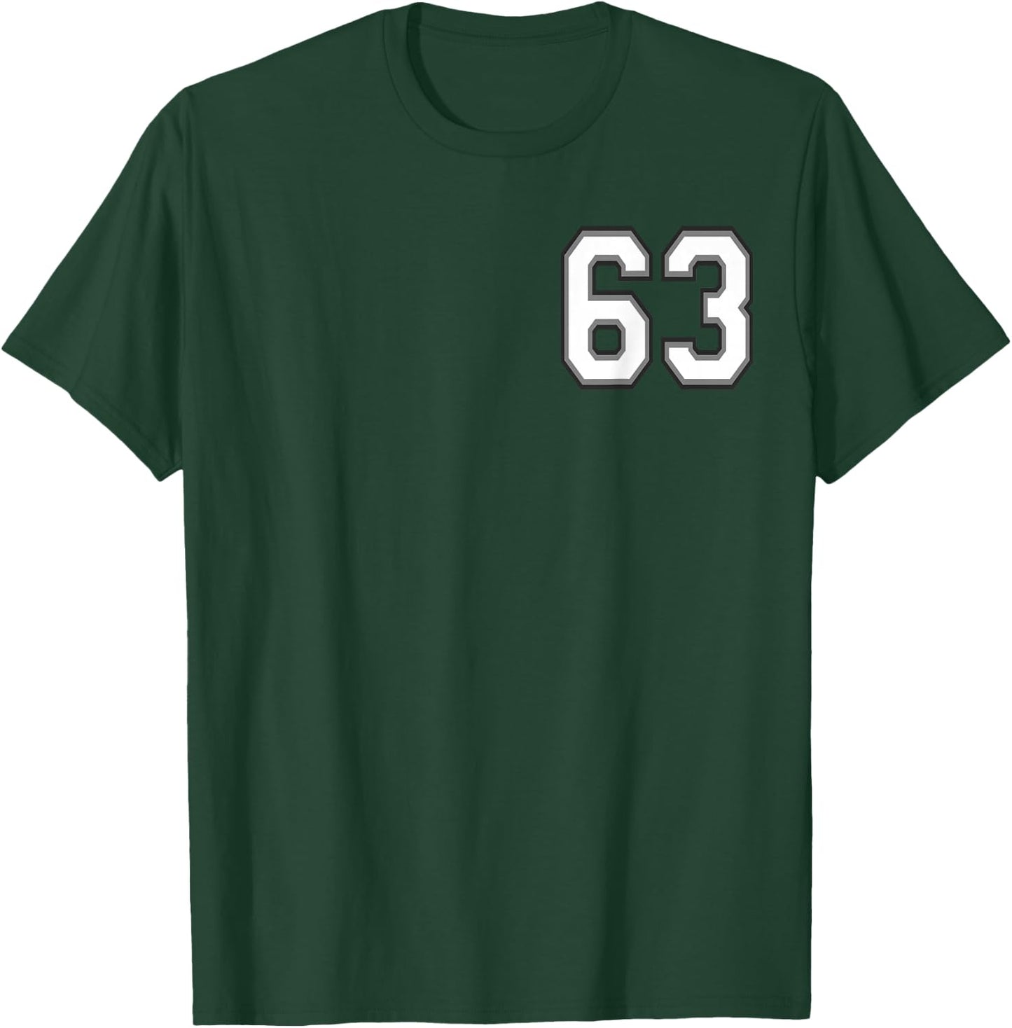 Number 63 in Black, White and Gray T-Shirt - T-Shirt | Forest