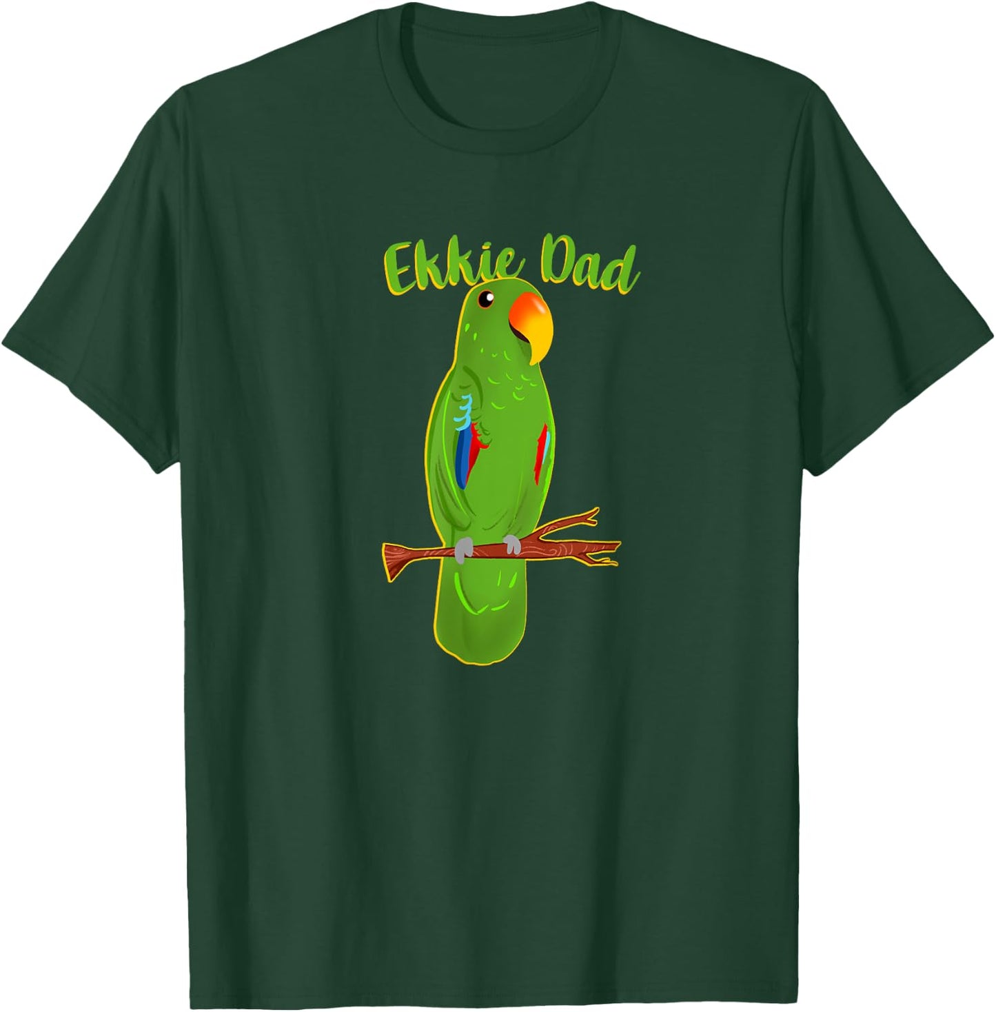 Ekkie Dad Eclectus Parrot Adorable Bird Cute Drawing T-Shirt - T-Shirt | Forest