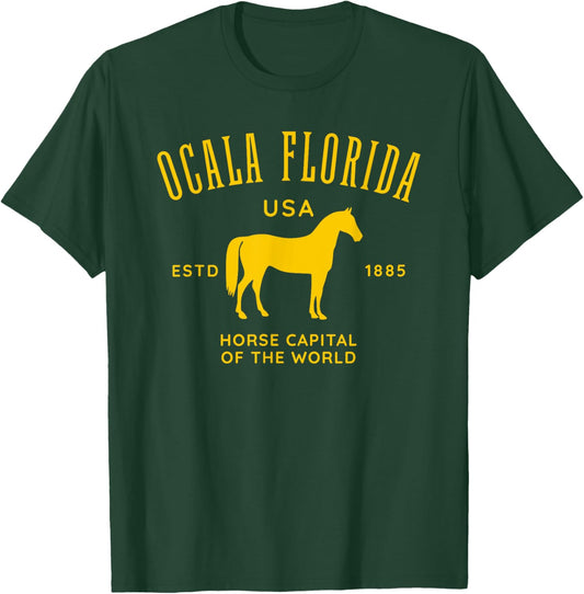Ocala Florida USA Horse Capital Vintage Equestrian Design T-Shirt - T-Shirt | Forest