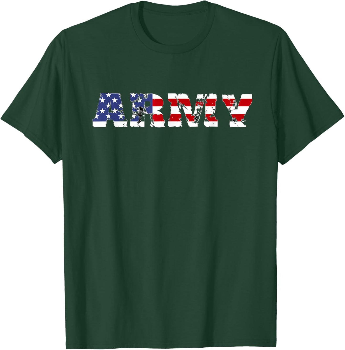 Army US Flag Pattern Distressed Font Rustic US Army US Flag T-Shirt - T-Shirt | Forest