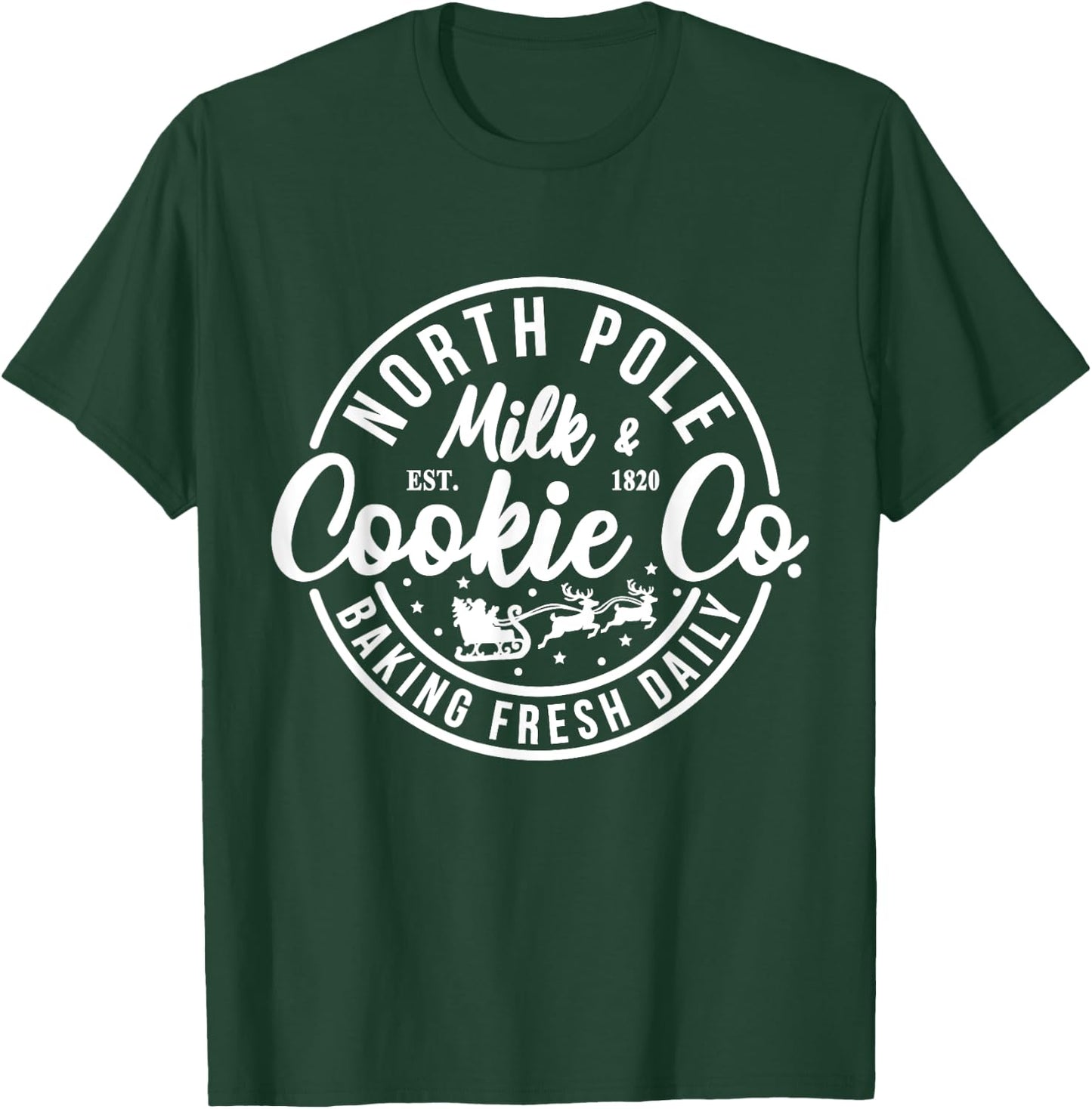North Pole Milk And Cookie Co Funny Baking Christmas Costume T-Shirt - T-Shirt | Forest