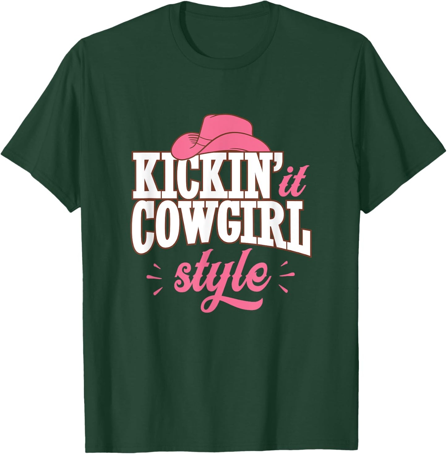 Cowgirl Style Country Western Rodeo Women Girls T-Shirt - T-Shirt | Forest
