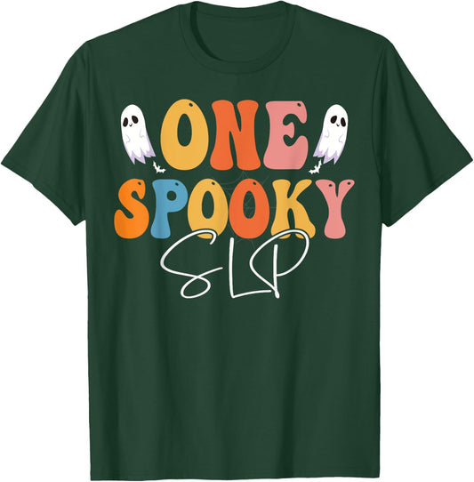 One Spooky SLP Groovy Funny Women Ghost Boo Halloween T-Shirt - T-Shirt | Forest