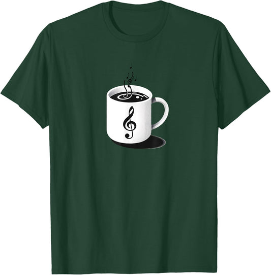 Minimalist Musical Coffee Music Teacher Brew Clef Note T-Shirt - T-Shirt | Forest