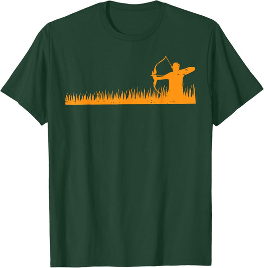 Bow Hunting Archer in Grass Archery Hunter Men Women Kids T-Shirt - T-Shirt | Forest