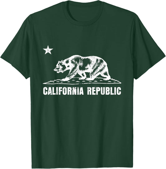 California Funny State Bear Vintage Distressed Graphic T-Shirt - T-Shirt | Forest