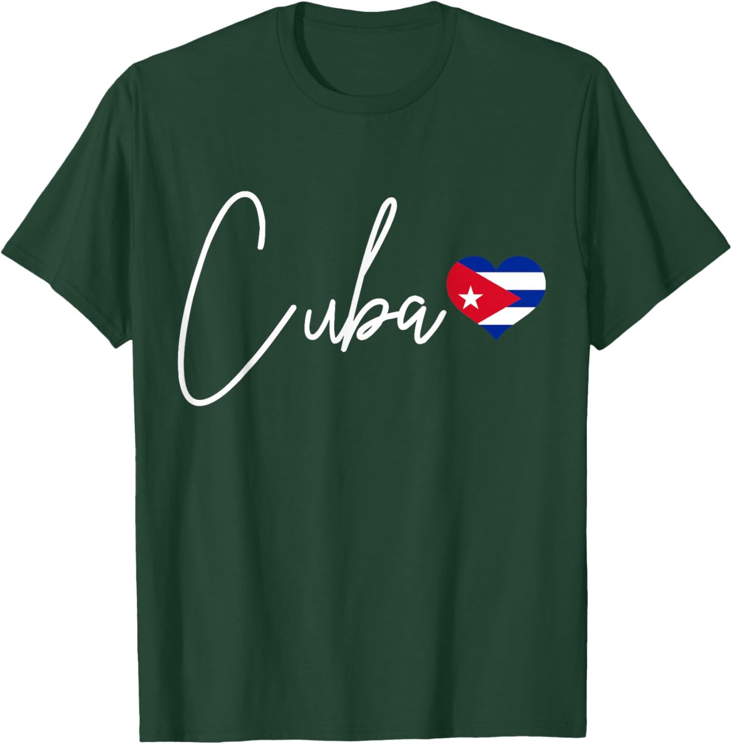 Cuba Heart Pride Cuban Flag T-Shirt - T-Shirt | Forest