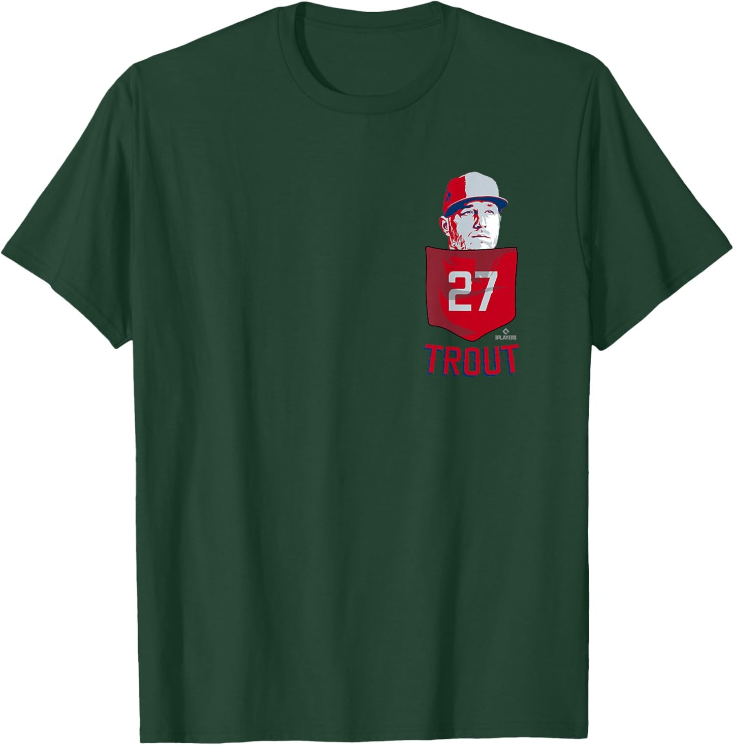 Mike Trout Los Angeles Baseball Pocket MLBPA T-Shirt - T-Shirt | Forest