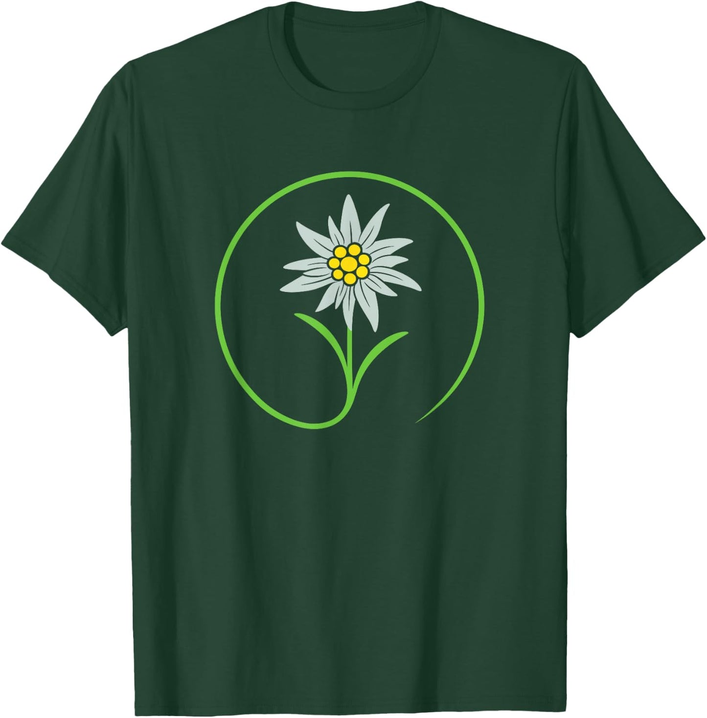 Oktoberfest Shirt. Edelweiss, traditional flower with leaves T-Shirt - T-Shirt | Forest